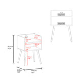 Mesa de Noche Didi Blanco 40x58cm con Un Compartimiento y con Conector de Carga USB