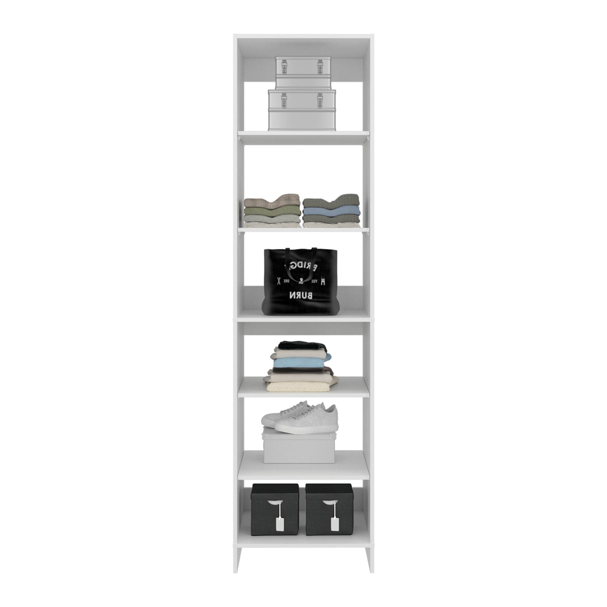 Closet Independiente Blanco 55.8x213.4cm con Cuatro Entrepaños y Seis Compartimientos