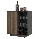 Bar Bowie Plomo 70x78.6cm con Siete Compartimientos y con Seis Portabotellas