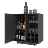Bar Bowie Plomo 70x78.6cm con Siete Compartimientos y con Seis Portabotellas