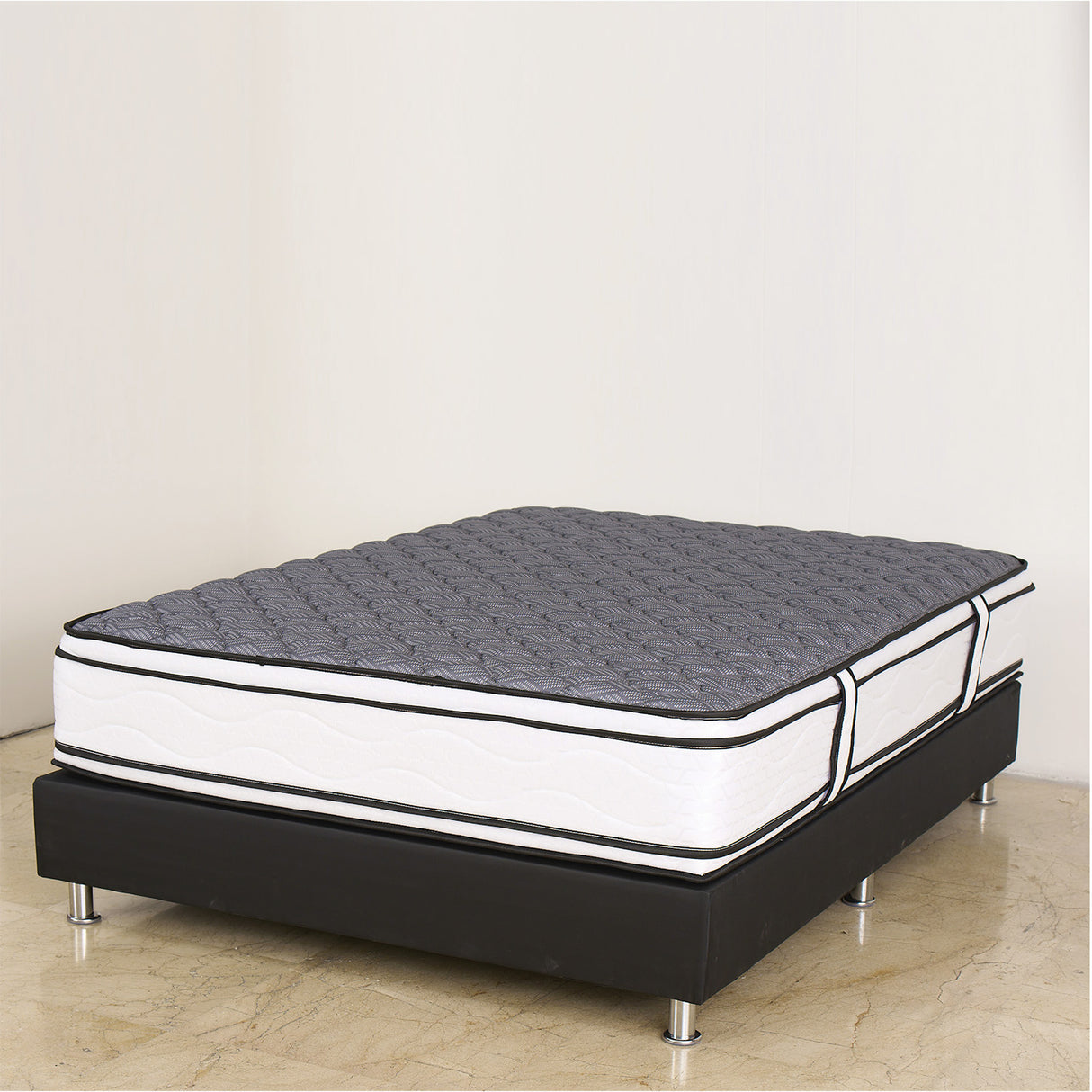 Colchón Andes Resor Gris y Blanco Queen 160 X 190 Cm Ortopedico Medio Suave de Resortes y Doble Faz
