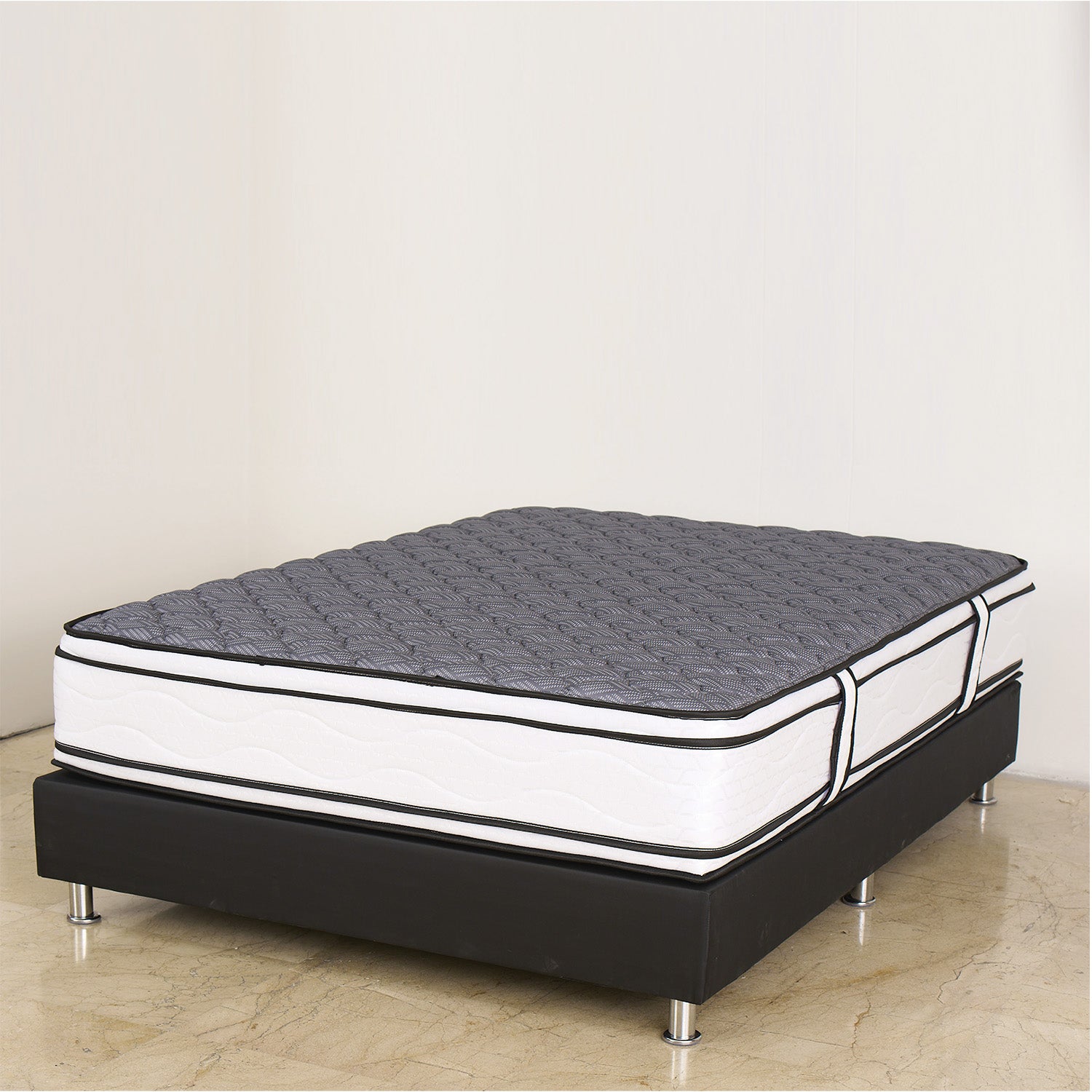 Colchón Andes Resor Gris y Blanco Queen 160 X 190 Cm Ortopedico Medio Suave de Resortes y Doble Faz