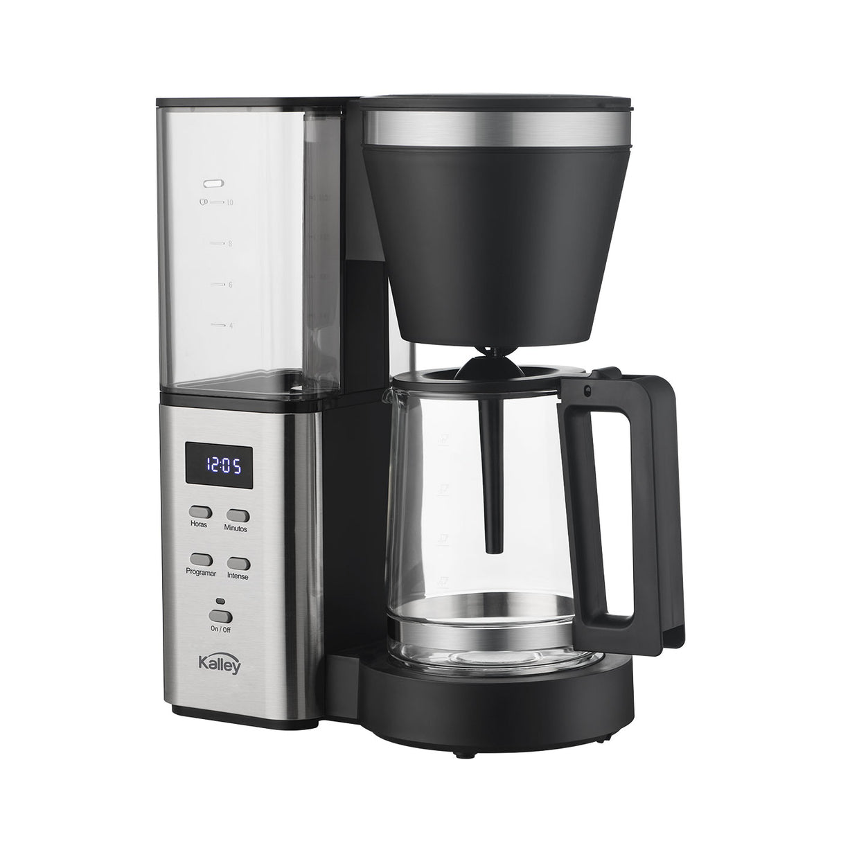 Cafetera Digital Kalley Negro 32.5x35.8cm para Diez Tazas con Sistema Antigoteo