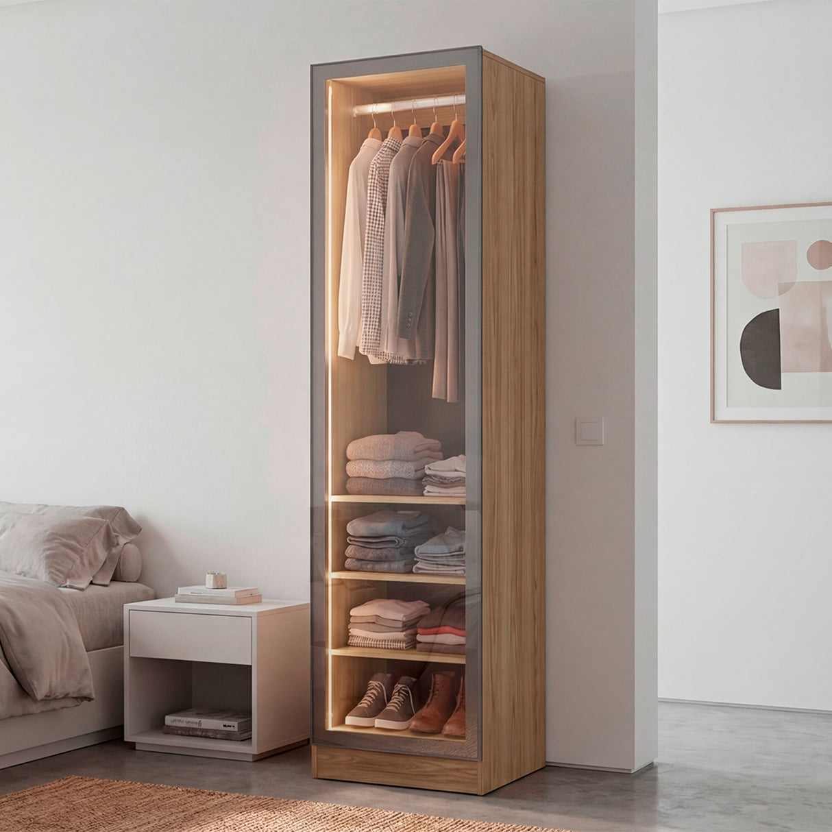 Closet Tolum Fresno Europeo 50x200cm False con una Puerta y Cuatro Compartimientos