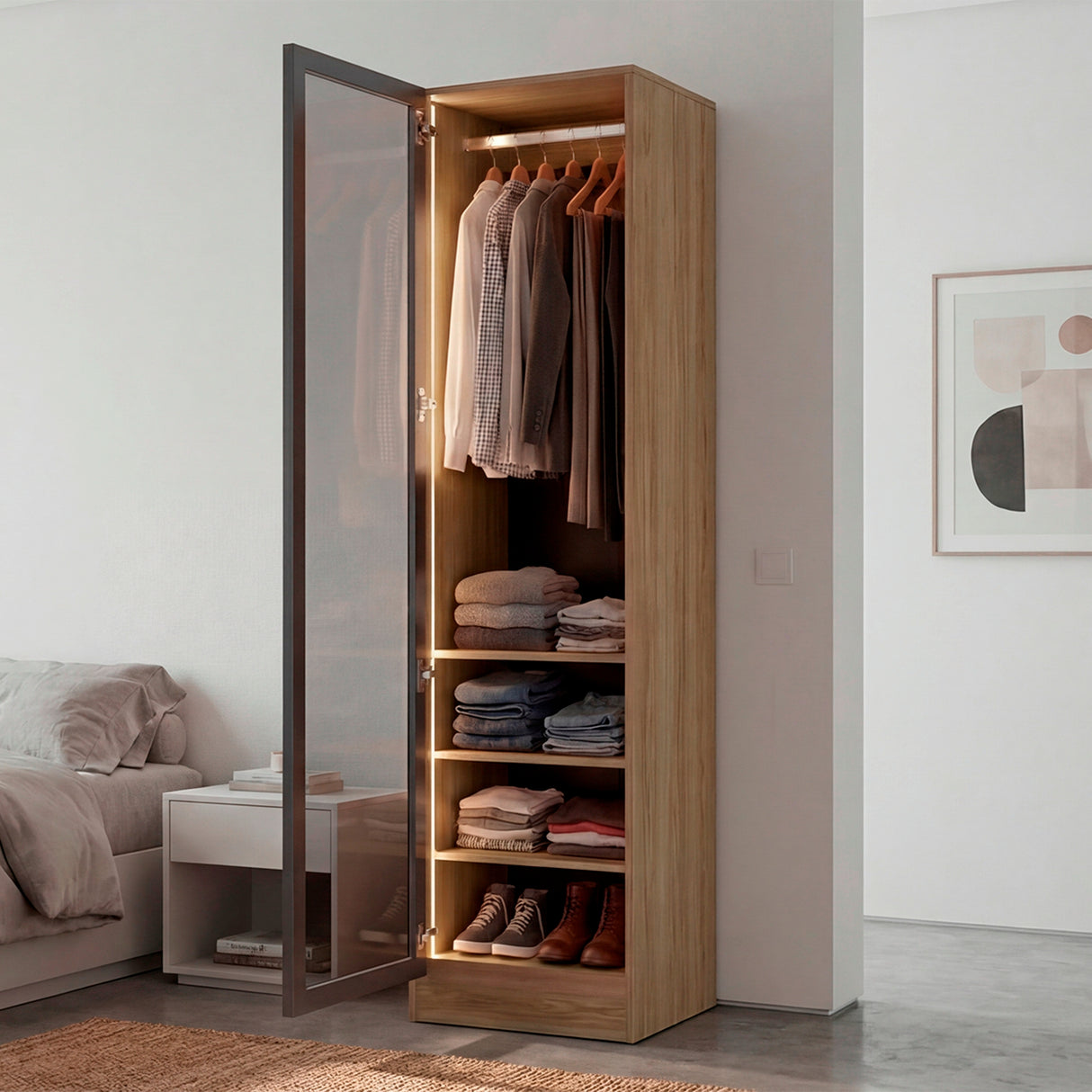 Closet Tolum Fresno Europeo 50x200cm False con una Puerta y Cuatro Compartimientos