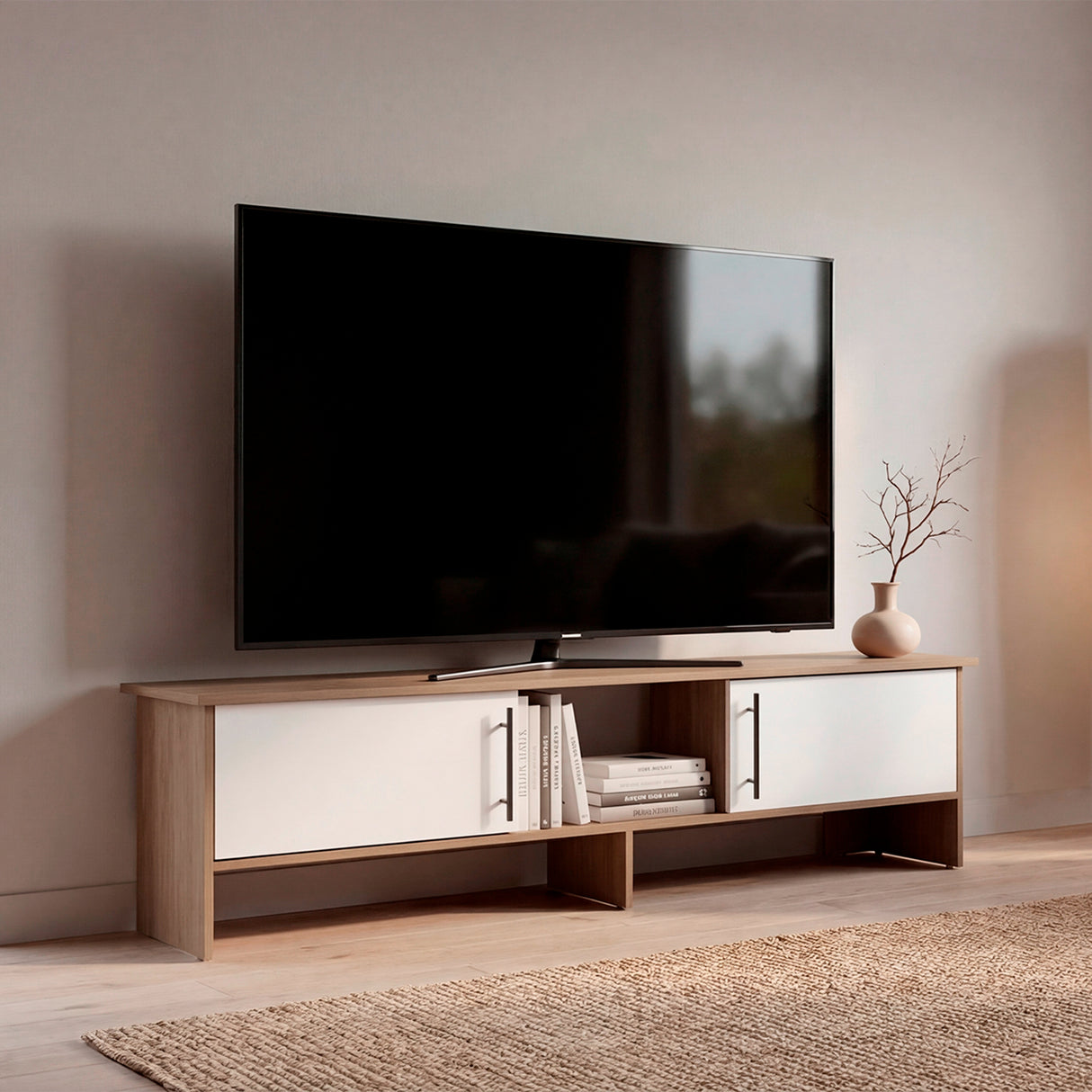 Rack de TV Dago Fresno Europeo 160x41.8cm para TV Hasta 65" Pulgadas con Un Compartimiento