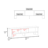 Rack de TV Dago Fresno Europeo y Blanco 160x41.8cm para TV Hasta 65" Pulgadas con Un Compartimiento