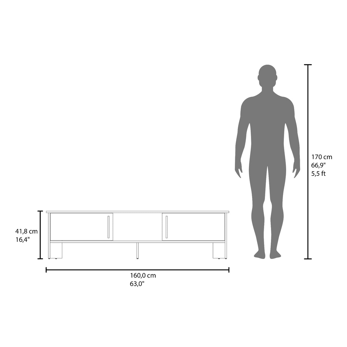 Rack de TV Dago Avellana 160x41.8cm para TV Hasta 65" Pulgadas con Un Compartimiento