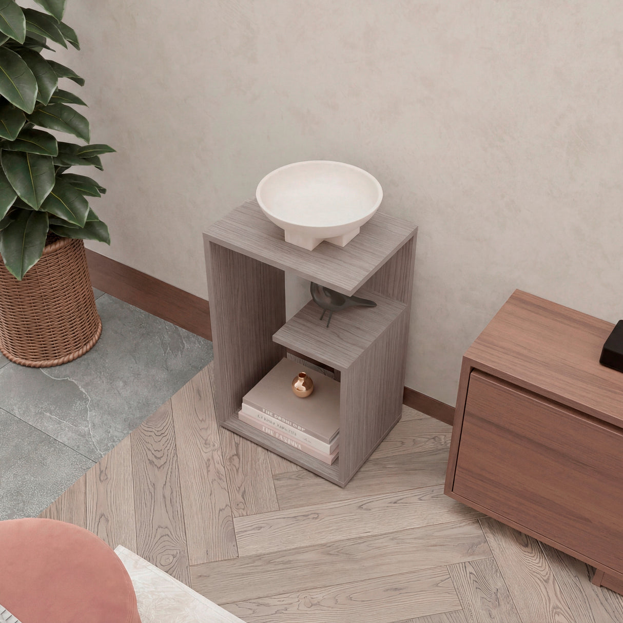 Mesa de Centro Everett Positano 39.8x63.4cm Rectangular con Compartimiento