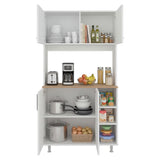 Alacena Blanco y Fresno Europeo 95x180cm con Cuatro Puertas