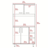Alacena Blanco y Fresno Europeo 95x180cm con Cuatro Puertas