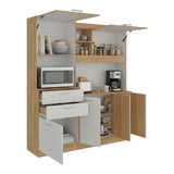 Alacena Cinnamon Fresno Europeo y Blanco 160x190cm con Seis Puertas y con Dos Cajones