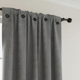 Cortina Jacquard Gris Oscuro 270x215cm Doble Faz de Simbolos Geometricos