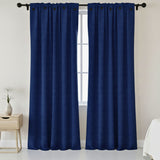 Cortina Jacquard Azul Oscuro 270x215cm Doble Faz de Simbolos Geometricos