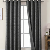 Cortina Jacquard Premium Gris Oscuro 270x200cm Acústica de Figuras Geometricas