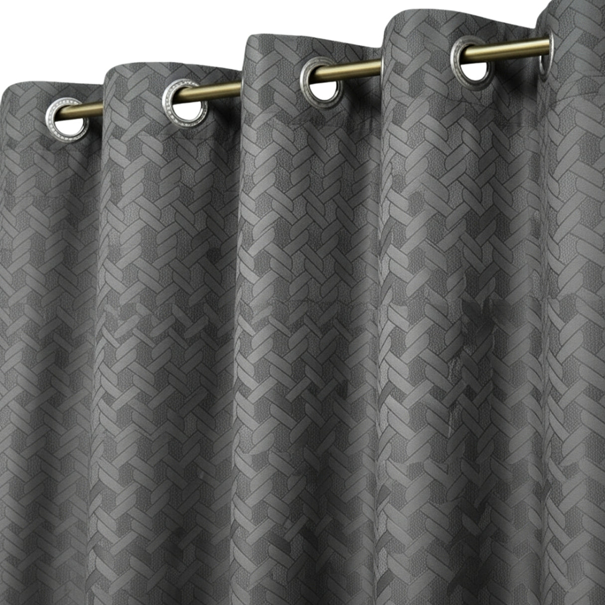 Cortina Jacquard Premium Gris Oscuro 270x200cm Acústica de Figuras Geometricas