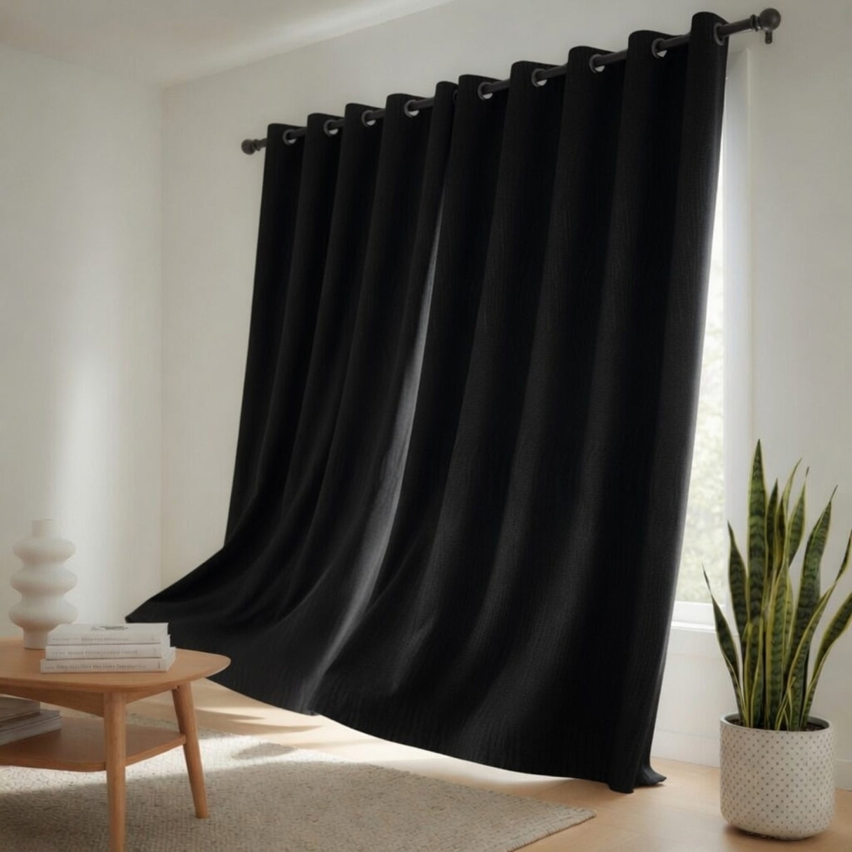 Cortina Blackout Negro 280x220cm Doble Faz Acústica de Lineas