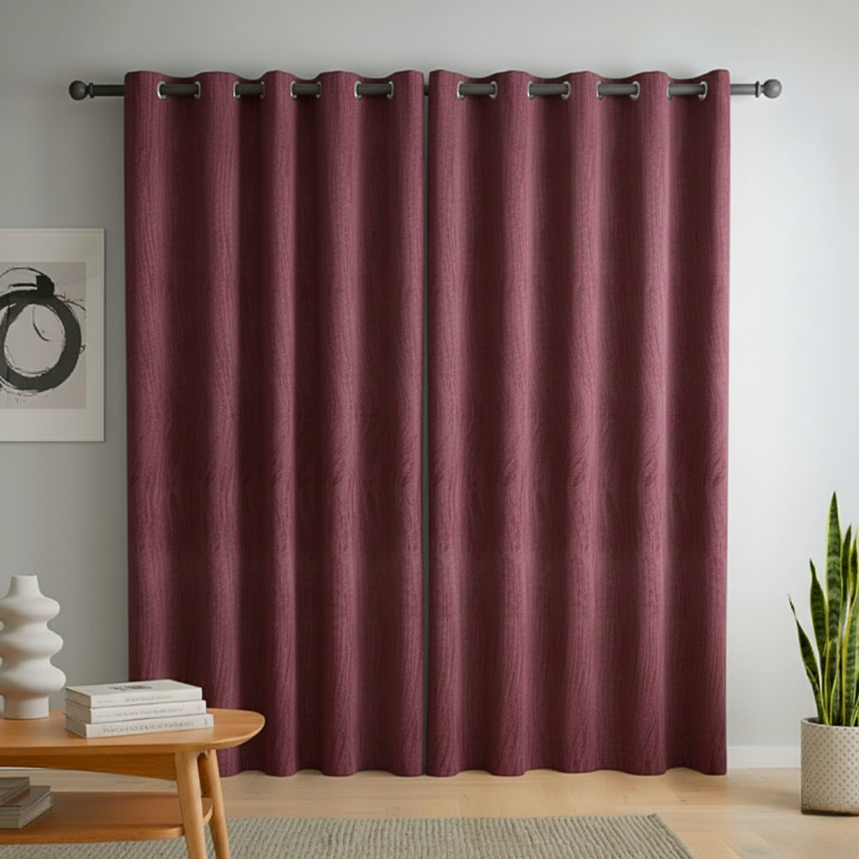 Cortina Blackout Vinotinto 280x220cm Doble Faz Acústica de Lineas