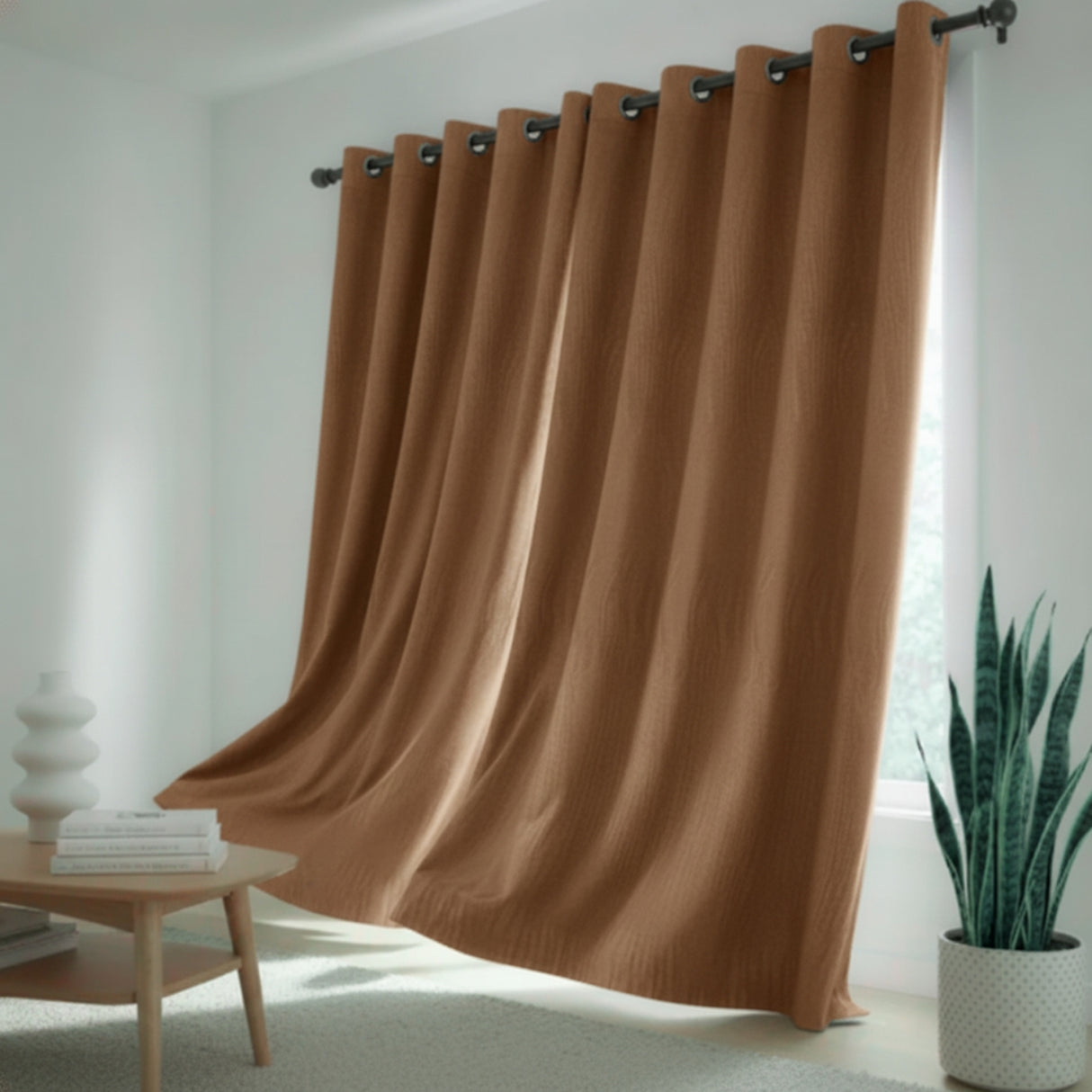 Cortina Blackout Marrón 280x220cm Doble Faz Acústica de Lineas