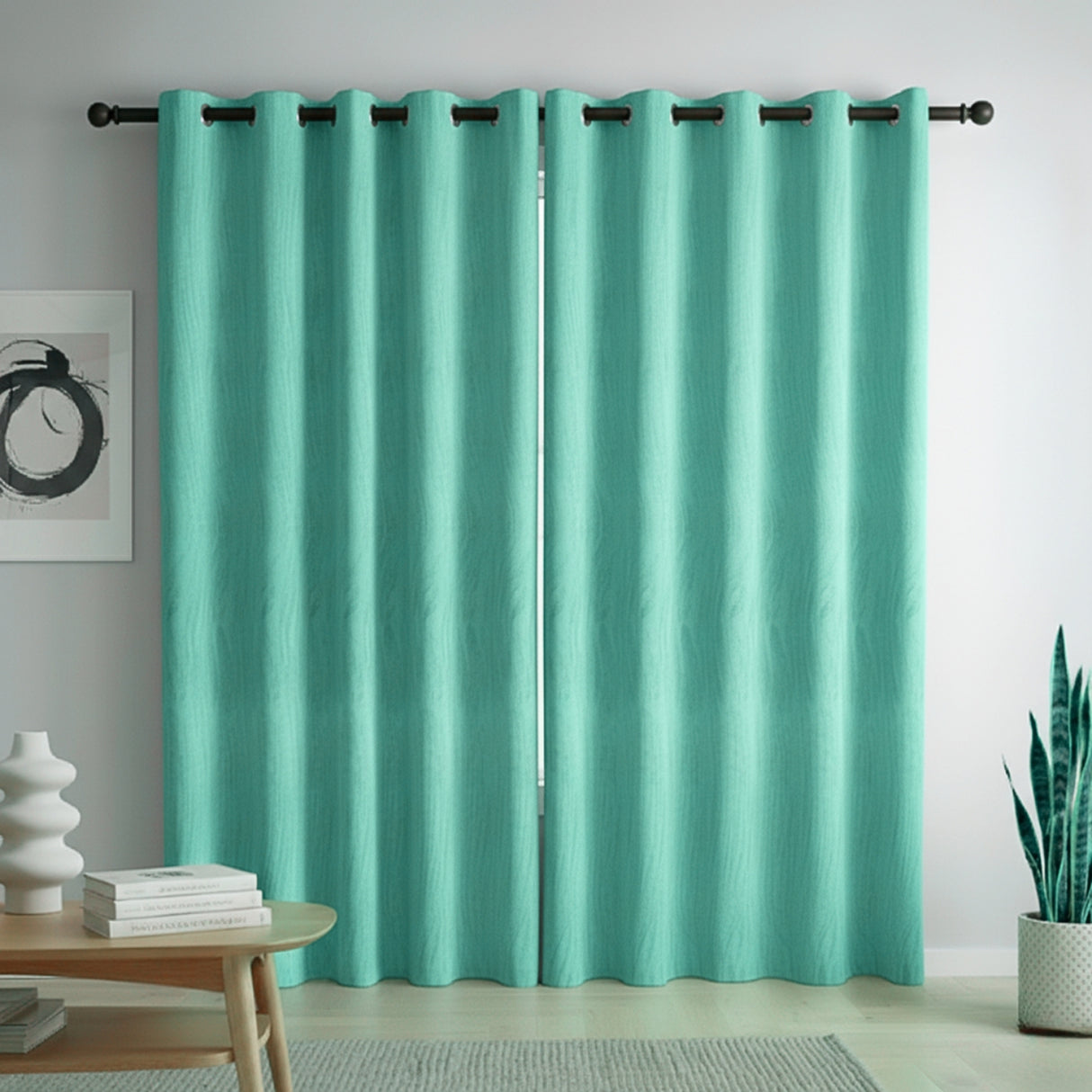 Cortina Blackout Verde Menta 280x220cm Doble Faz Acústica de Lineas