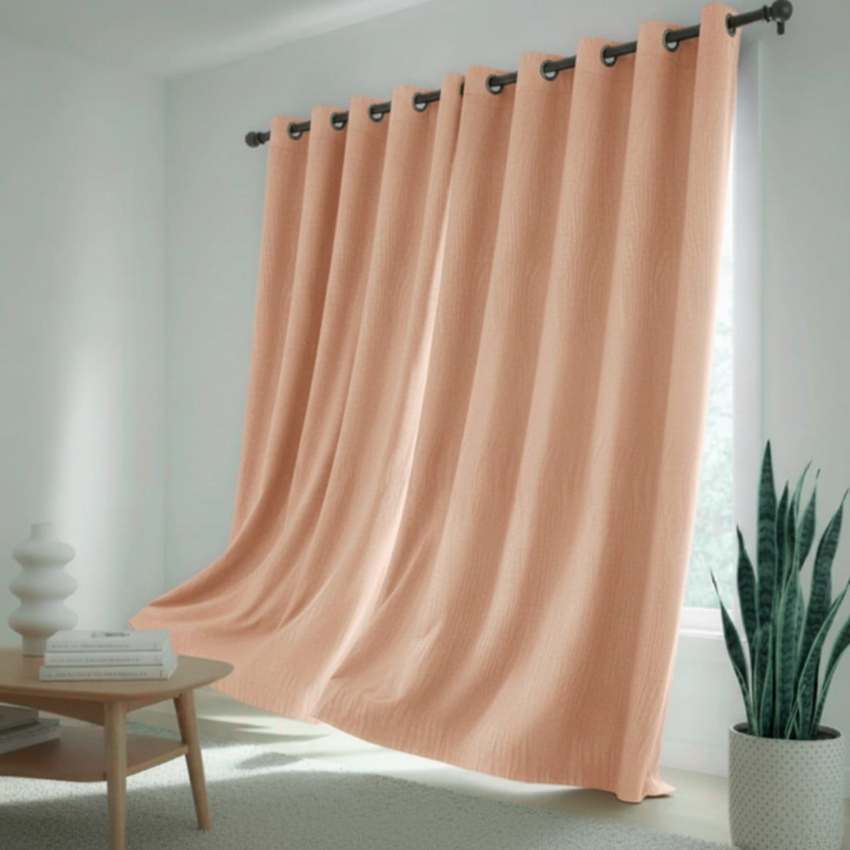 Juego de Cortinas Blackout Melocotón 280x220cm Doble Faz de Líneas