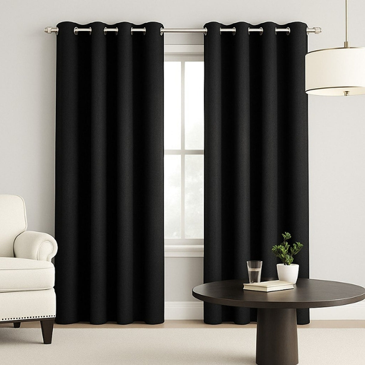 Cortina Semiblackout Negro 270x200cm Doble Faz Fondo Entero