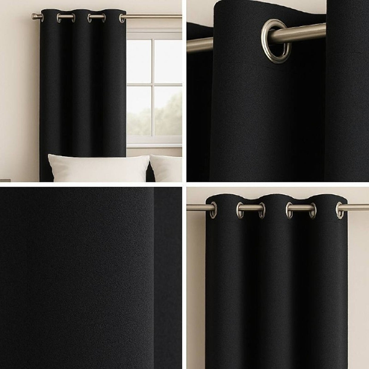 Cortina Semiblackout Negro 270x200cm Doble Faz Fondo Entero