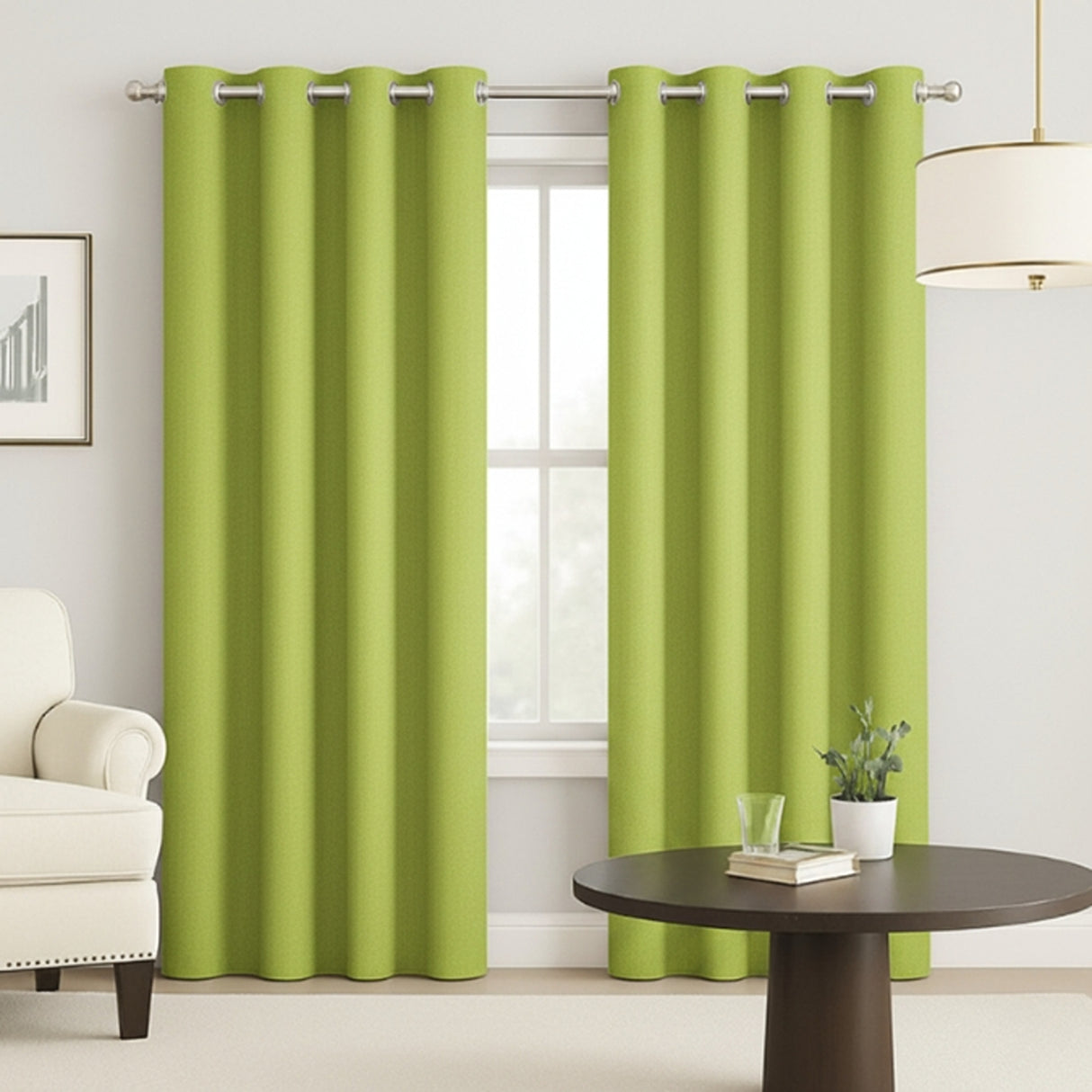 Cortina Semiblackout Verde Limón 270x200cm Doble Faz Fondo Entero