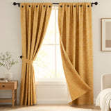 Cortina Jacquard Tradicional Dorado 270x215cm Doble Faz de Simbolos Geometricos