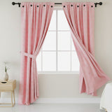 Cortina Jacquard Tradicional Rosa 270x215cm Doble Faz de Simbolos Geometricos