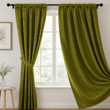 Cortina Jacquard Tradicional Verde Oliva 270x215cm Doble Faz de Simbolos Geometricos