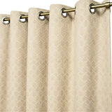 Cortina Jacquard Tradicional Premium Beige Claro 270x200cm Acústica de Figuras Geometricas