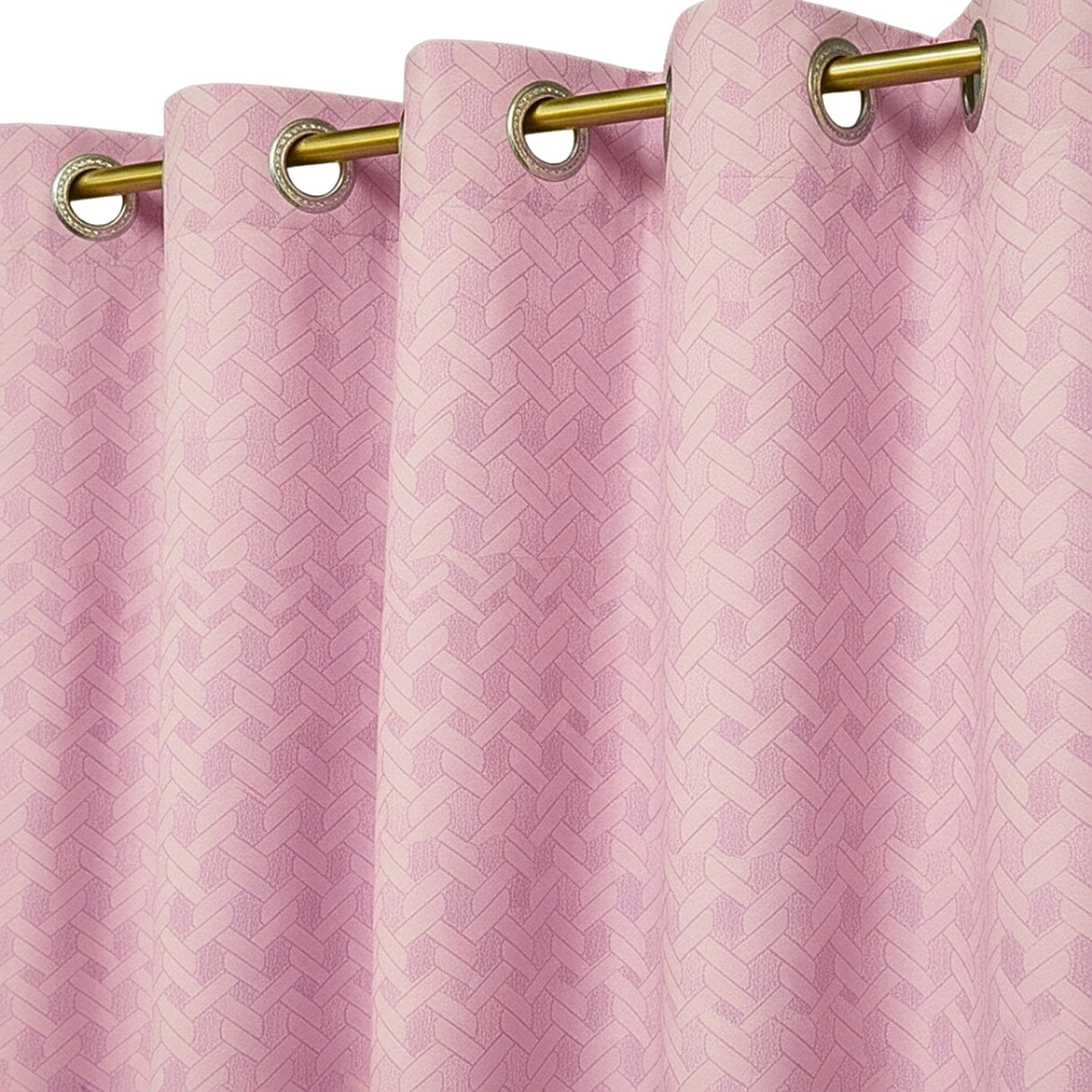 Cortina Jacquard Tradicional Premium Rosa 270x200cm Acústica de Figuras Geometricas