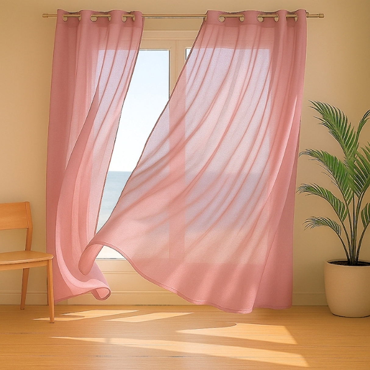 Velo Argollado Rosa 270x220cm Doble Faz Fondo Entero