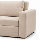 Sala Beige y Blanco 174x92cm con Un Sofá Cama Un Puff y Una Mesa de Centro