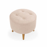 Sala Beige y Blanco 174x92cm con Un Sofá Cama Un Puff y Una Mesa de Centro