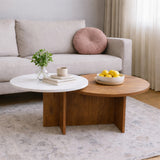 Sala Boom Ovejo Almendra y Blanco 170x72cm con Un Sofá Un Puff y Una Mesa de Centro