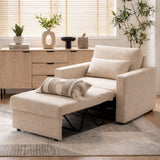 Sala Beige y Amaretto 76x90cm con Una Poltrona Reclinable Un Puff y Una Mesa de Centro