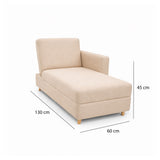 Sala Beige y Blanco 145x45cm con Un Sofá Cama Baúl Un Puff y Una Mesa de Centro