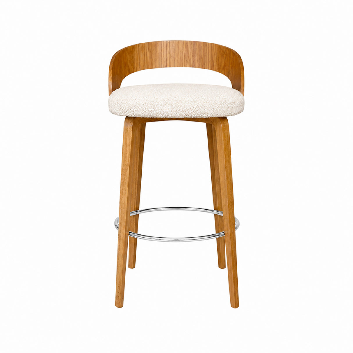 Set X 2 Sillas Bar Odet Beige 44x95cm Circular Con Espaldar Sin Apoya Brazos
