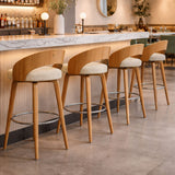 Set x 2 Sillas Bar Odet Beige 44x95cm Circular con Espaldar sin Apoya Brazos