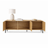 Mesa para TV Benito Madera Clara 150x50cm para TV Hasta 65" Pulgadas con Tres Compartimientos