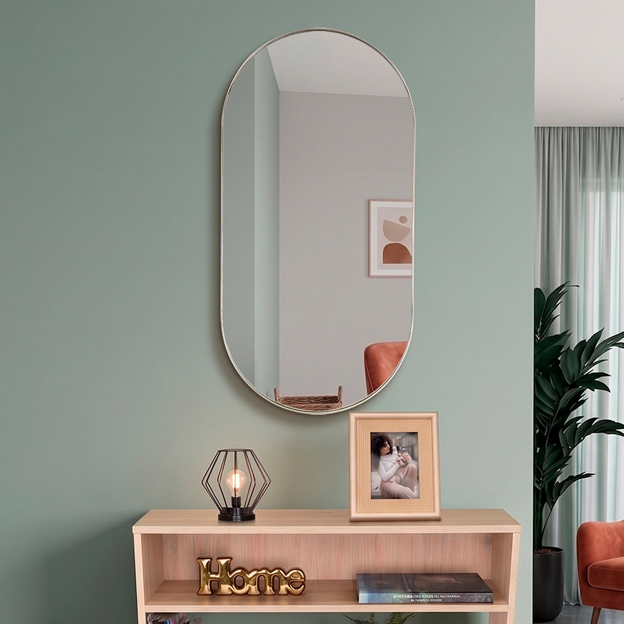 Espejo de Pared Rainbow Taupe 50x100cm Ovalado con Marco En PVC