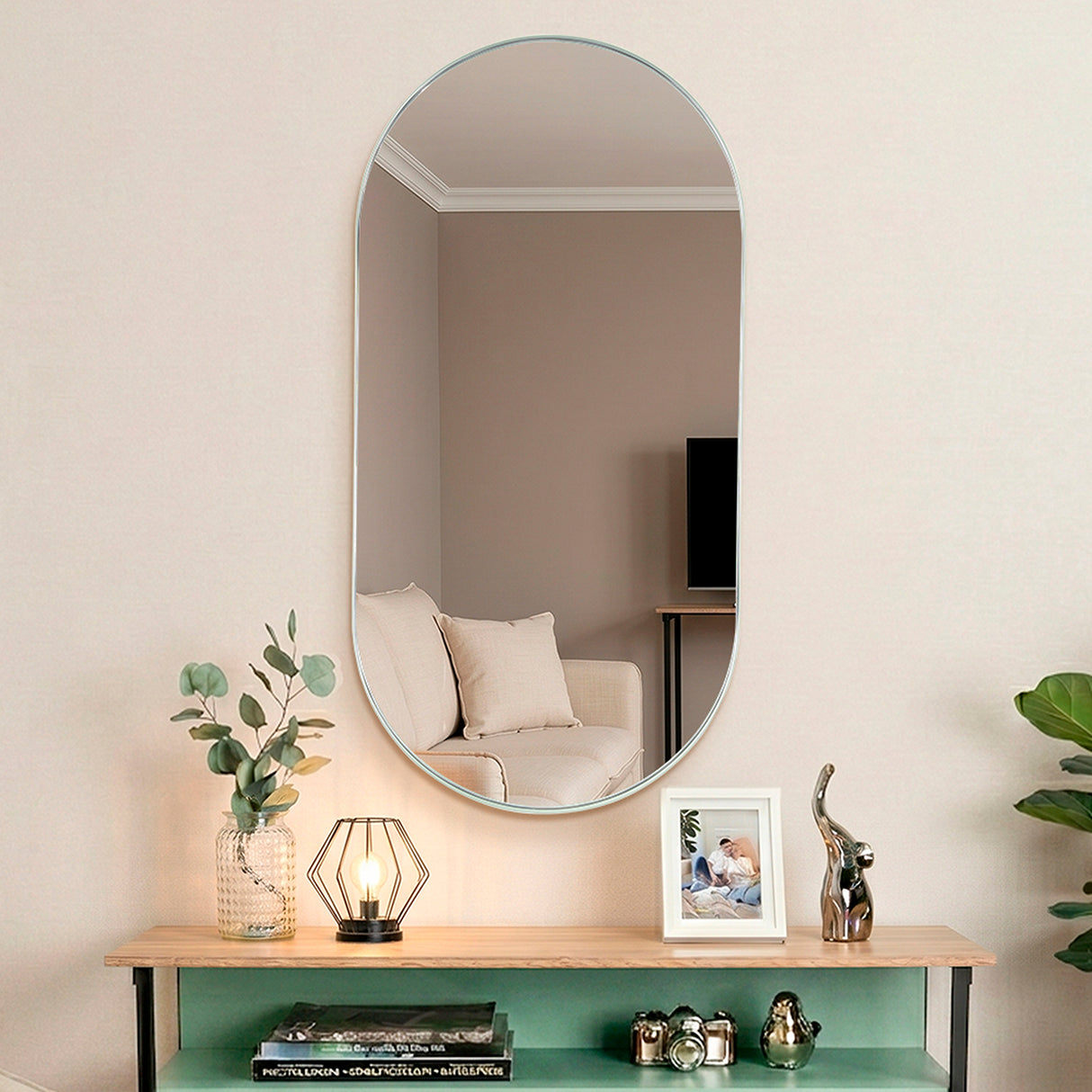 Espejo de Pared Rainbow Agave 50x100cm Ovalado con Marco En PVC