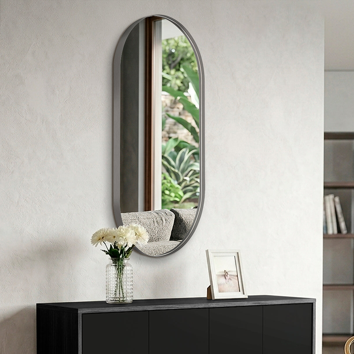 Espejo de Pared Rainbow Gris Grafito 50x100cm Ovalado con Marco En PVC