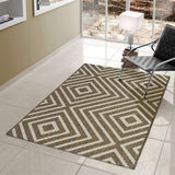 Alfombra Dover Café Oscuro y Cafe Claro 150x100cm Rectangular Suave para Sala De Estar de Rombos