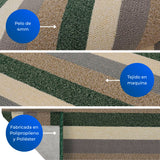 Alfombra California Verde y Cafe 150x100cm Rectangular Suave para Sala De Estar de Lineas