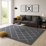 Alfombra Maryland Azul Grisaceo 250x200cm Rectangular Suave para Sala De Estar de Rombos