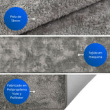 Alfombra Laurel Gris 200x150cm Rectangular Suave para Sala De Estar Fondo Entero