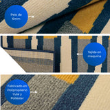Alfombra Oregon Amarillo y Azul 200x150cm Rectangular Suave para Dormitorio de Lineas